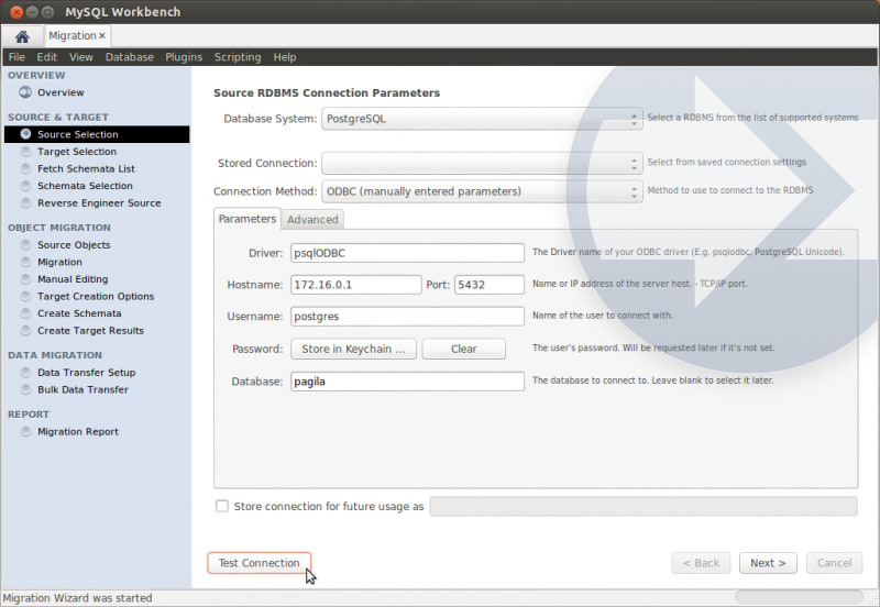 Segment MySQL - Postgres Connection Details